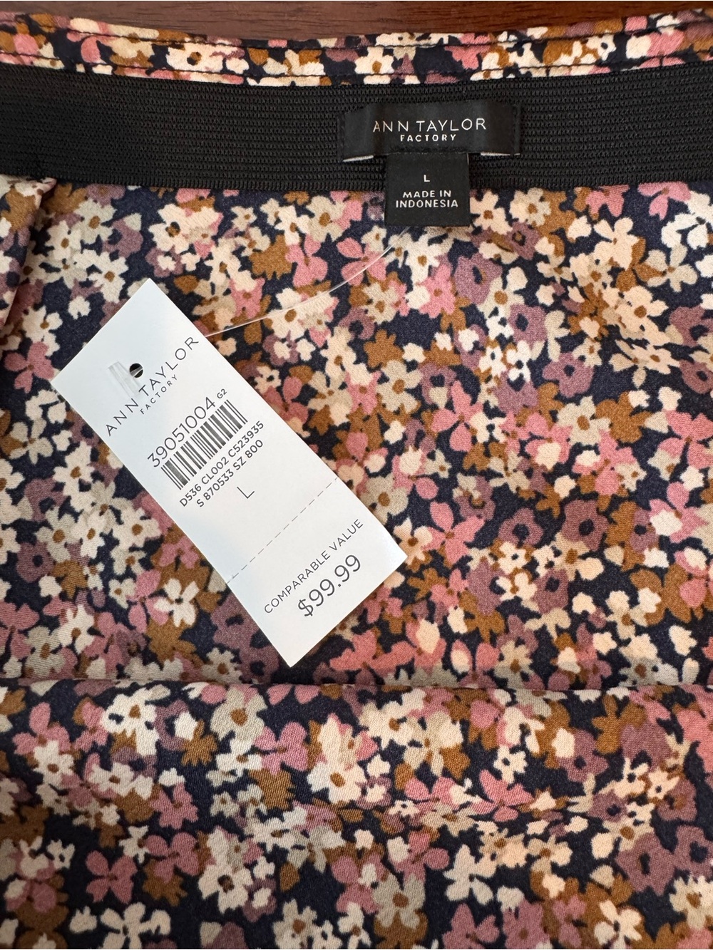 NWT Ann Taylor Factory Ditsy Floral Midi Slip Skirt Size L - Picture 4 of 5